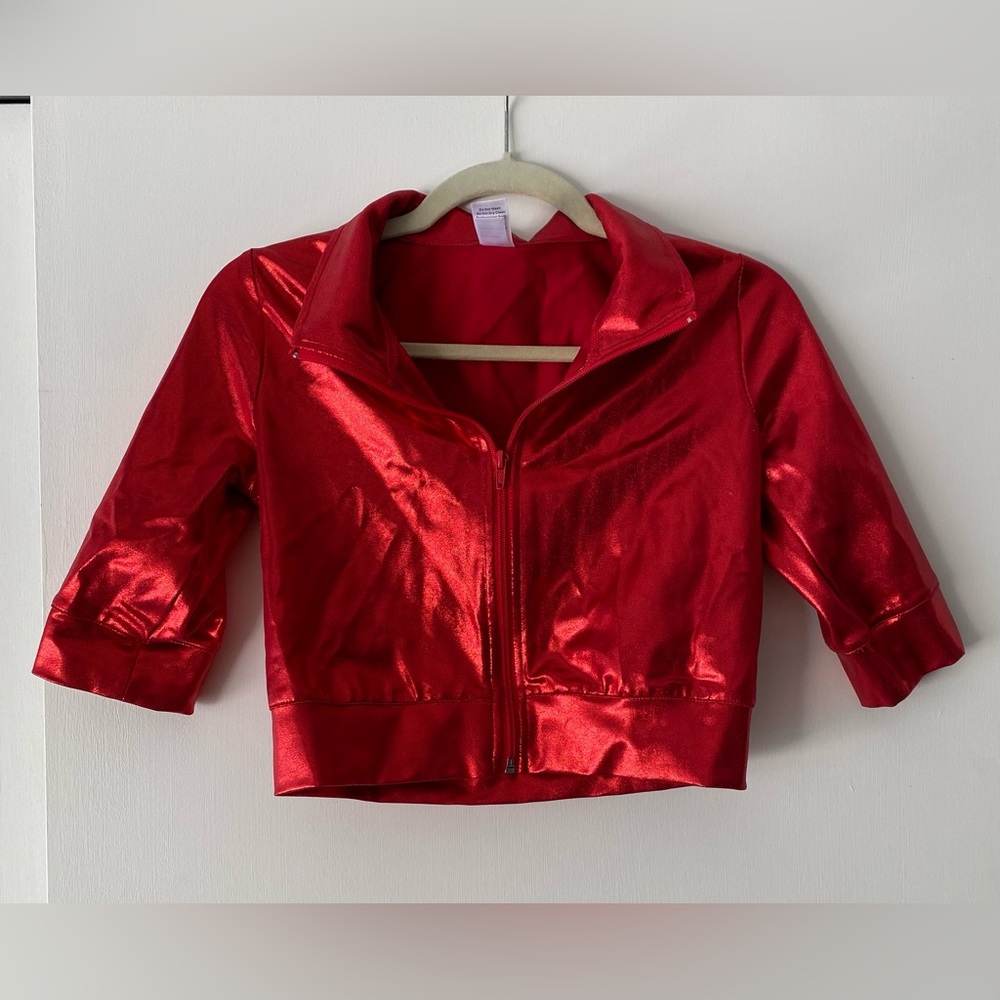 Balera Red Cropped Metallic Jacket Dance Costume
